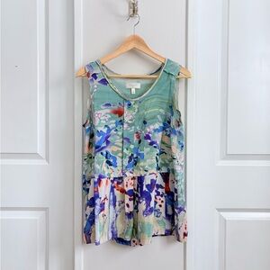 Anthropologie X Moulinette Soeurs 100% Silk Watercolor Blouse – Size 8